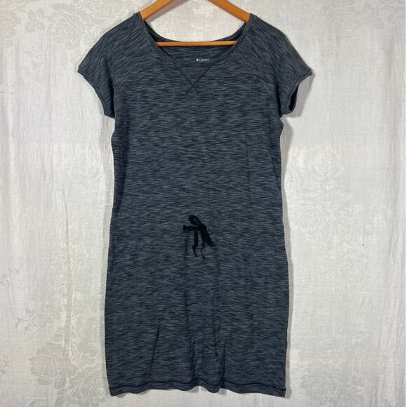 Columbia Dresses & Skirts - Columbia Dress Medium Gray Athletic Jersey Knit Drawstring Short Sleeve Knee